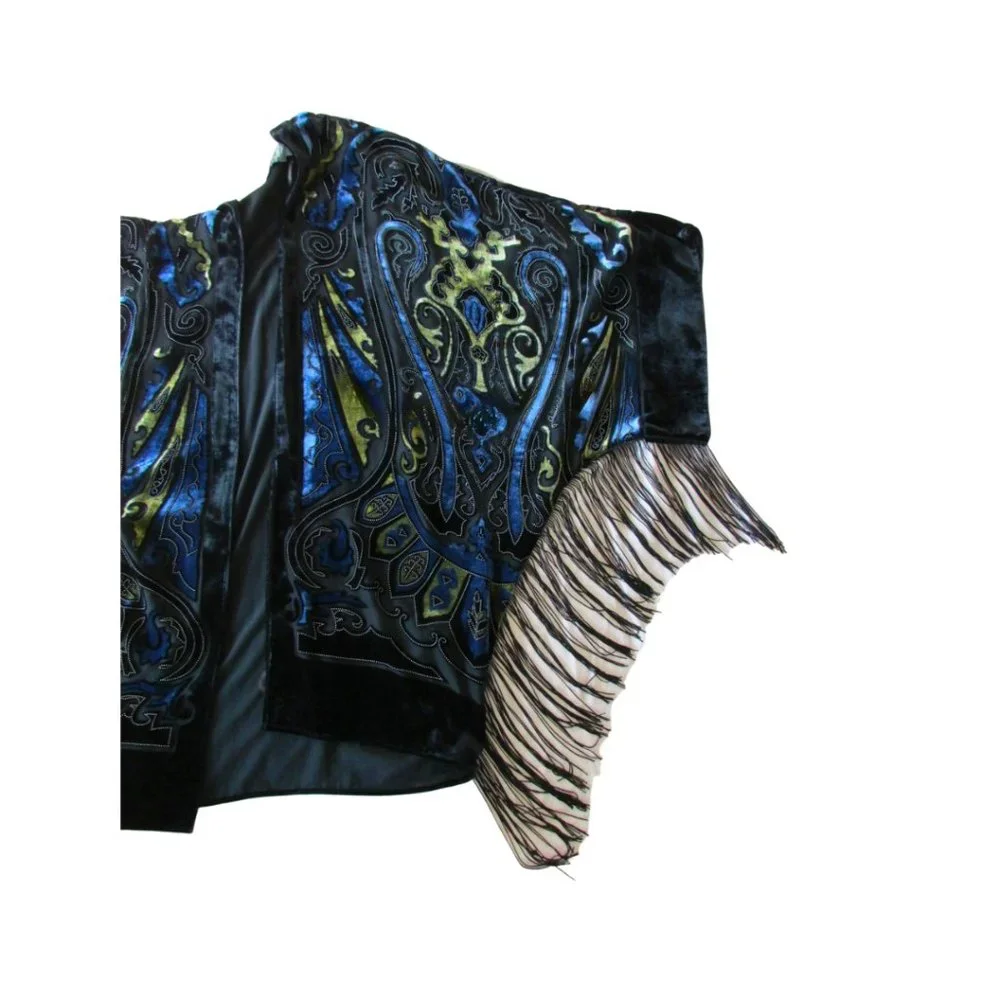 Chico Travelers Collection Fringed Evening Jacket Multi Blue and Black - Picture 2 of 5